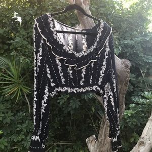 Free people long sleeve crop top . Has mtch skirt